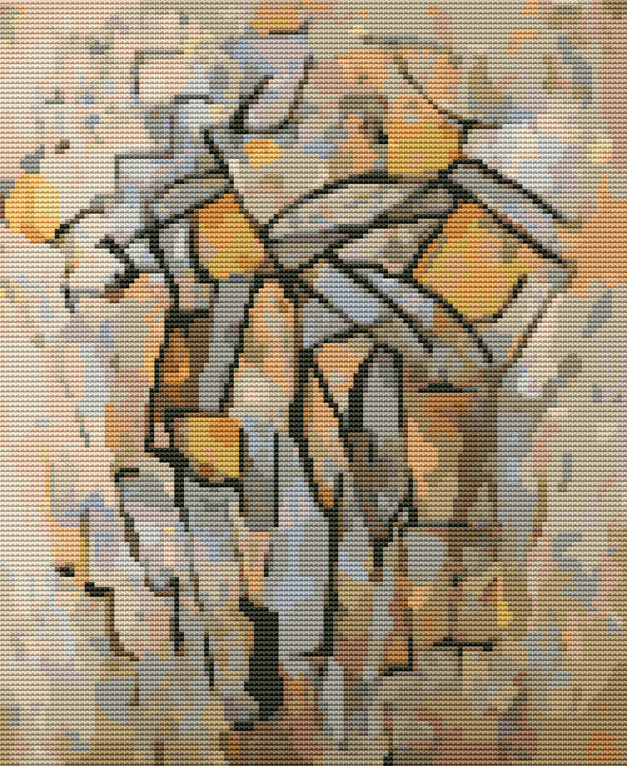 Composition in Grey Blue Cross Stitch Kit by Piet Mondrian