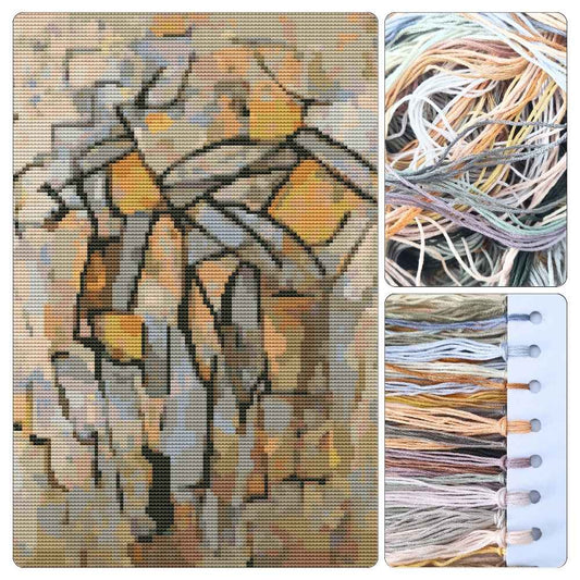 Composition in Grey Blue Cross Stitch Kit - Premium Cross Stitch Kit - Piet Mondrian