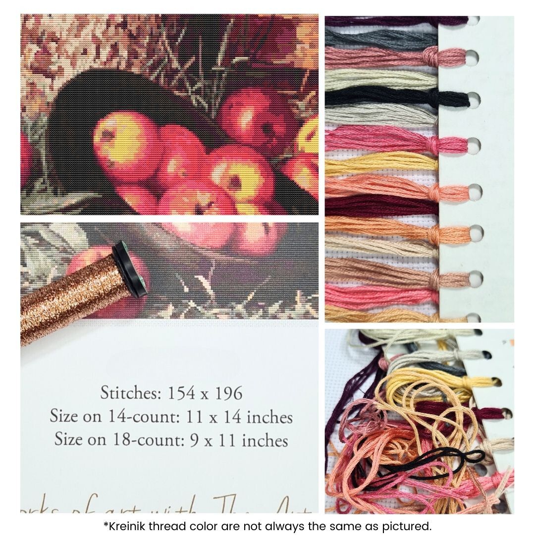 Still Life of Apples in a Hat Cross Stitch Kit | Levi Wells Prentice