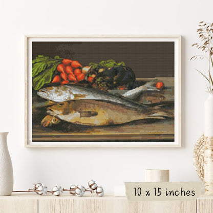 Fish, Lobster and Radishes Cross Stitch Kit | Levi Wells Prentice