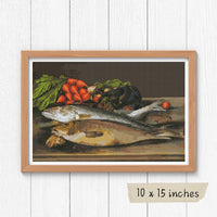 Fish, Lobster and Radishes Cross Stitch Kit - Premium Cross Stitch Kit - Levi Wells Prentice
