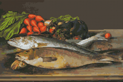 Fish, Lobster and Radishes Cross Stitch Kit | Levi Wells Prentice