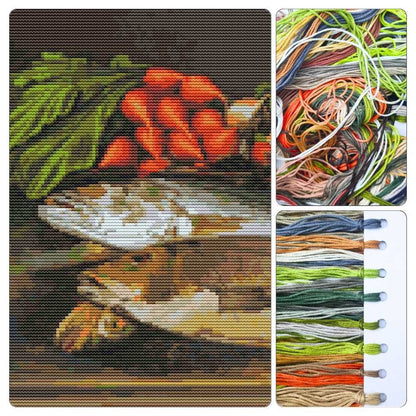 Fish, Lobster and Radishes Cross Stitch Kit
