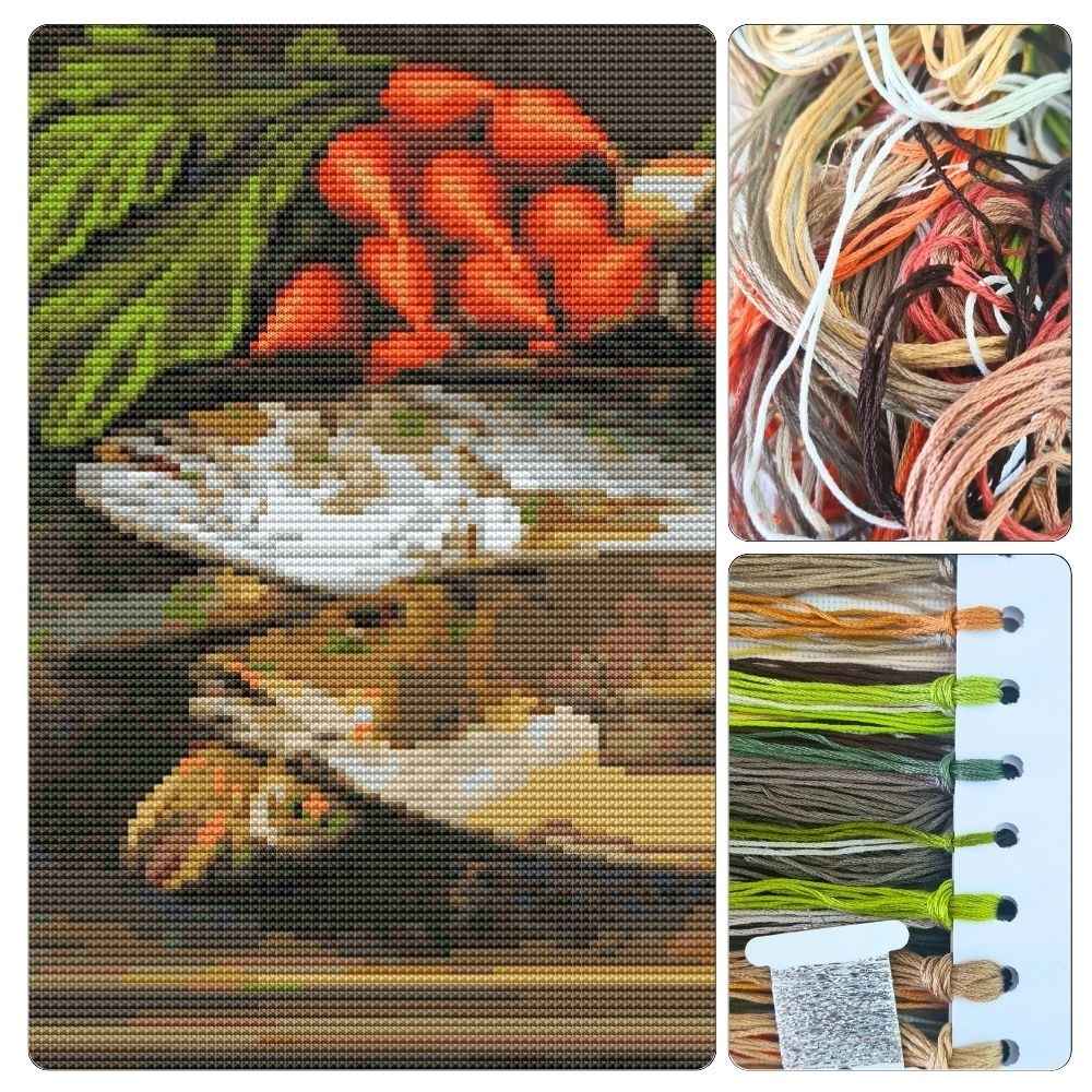 Fish, Lobster and Radishes Cross Stitch Kit