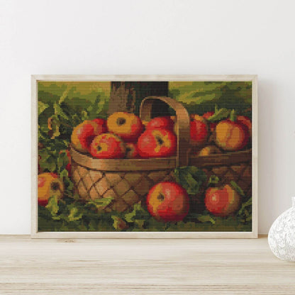 Apples in a Basket Cross Stitch Pattern