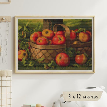 Apples in a Basket Cross Stitch Pattern