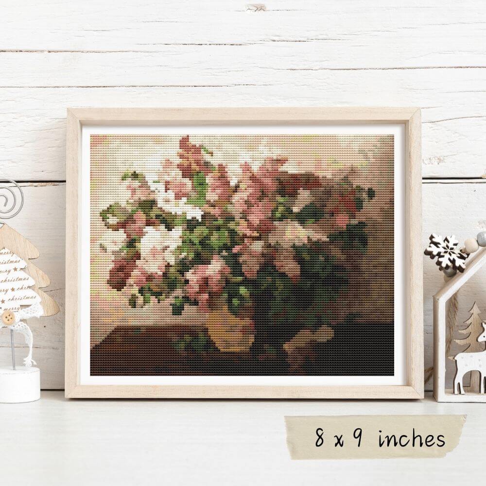 Lilacs in a Basket Cross Stitch Pattern