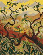 Japanese Style Landscape Cross Stitch Pattern by Paul Ranson