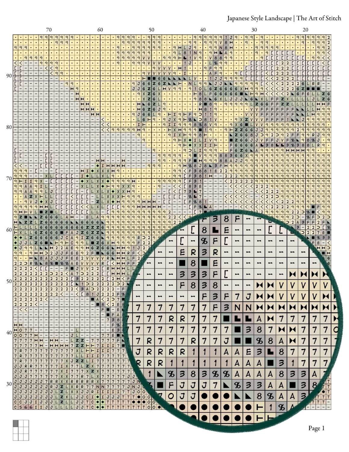 Japanese Style Landscape Cross Stitch Pattern