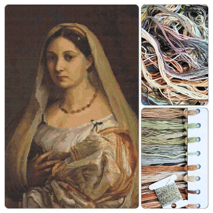 Woman with a Veil (La Donna Velata) Cross Stitch Kit