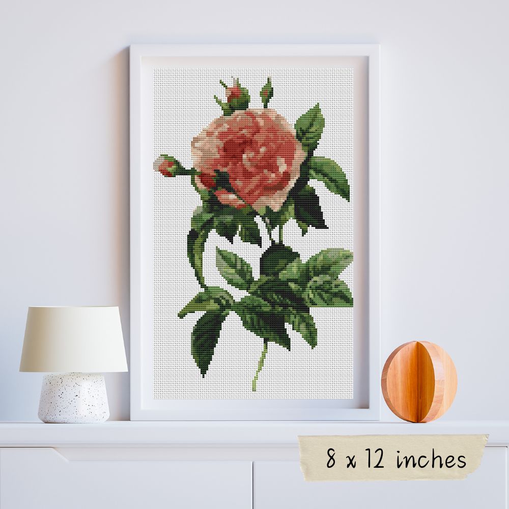 Rosa Gallica Regalis Cross Stitch Kit | Pierre-Joseph Redouté