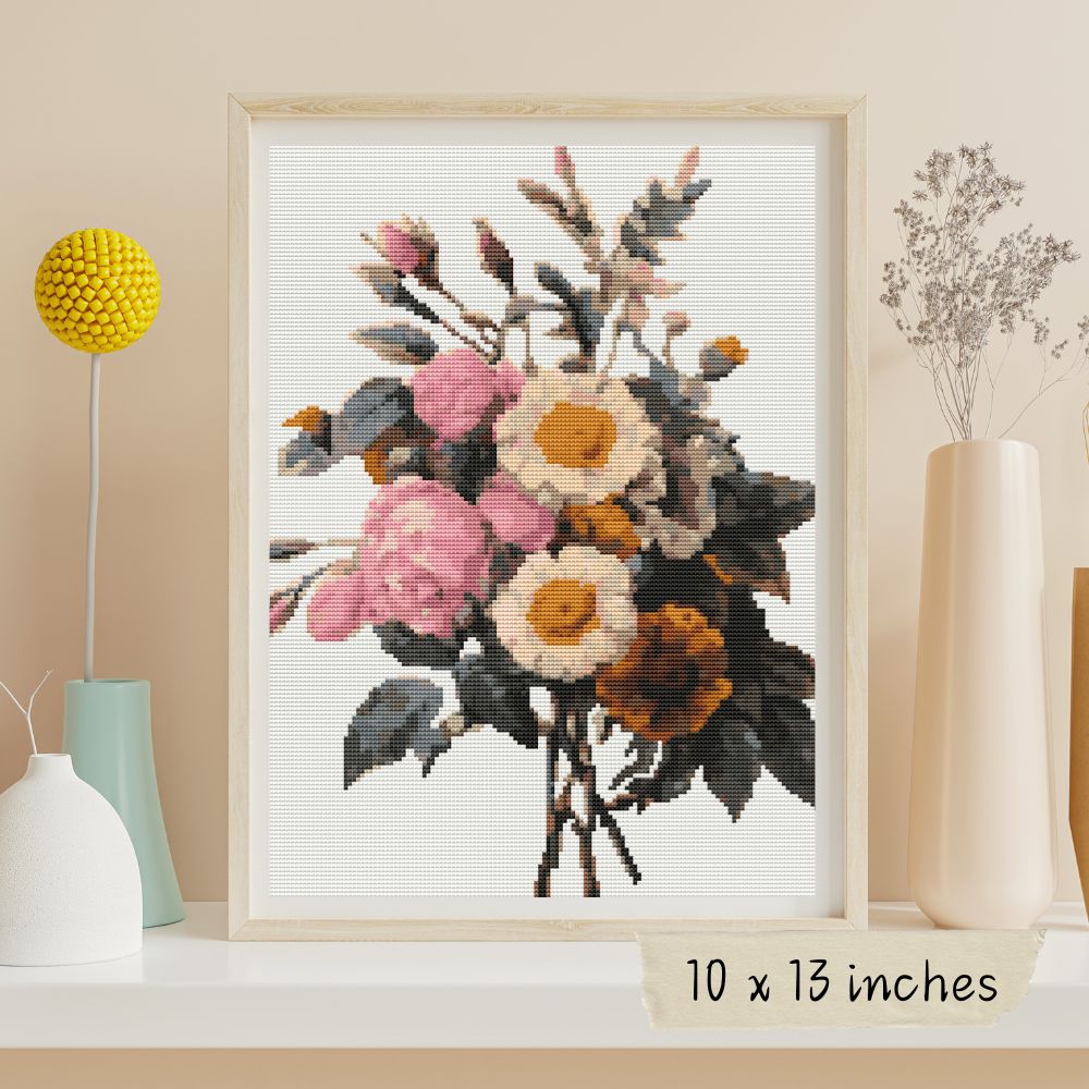 Flowers Cross Stitch Kit (REDOU04) | Pierre-Joseph Redouté