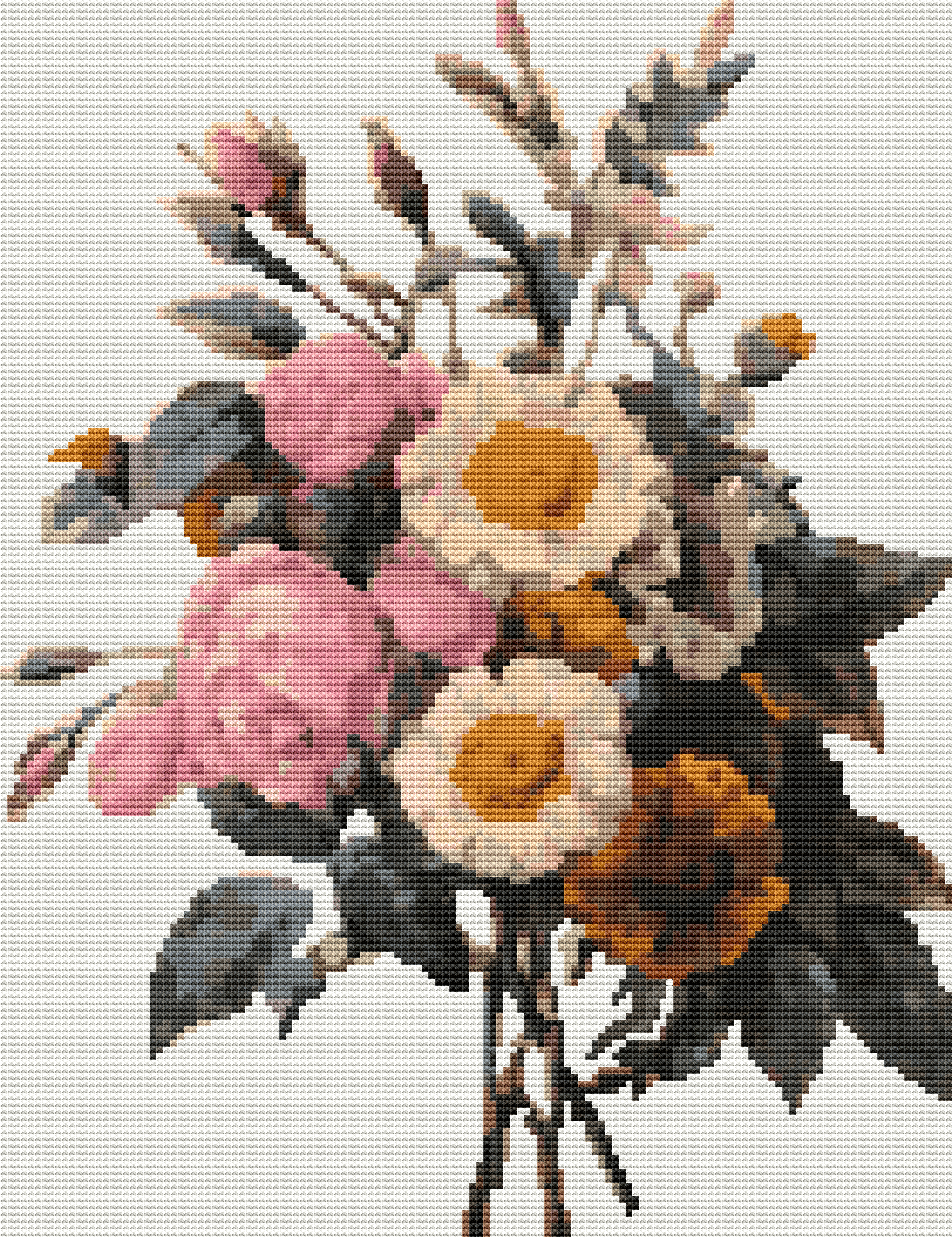 Flowers Cross Stitch Kit (REDOU04) | Pierre-Joseph Redouté