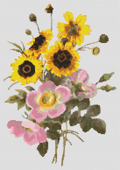 Flowers Cross Stitch Kit (REDOU05) | Pierre-Joseph Redouté