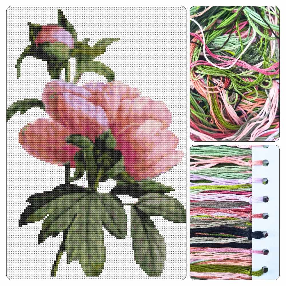 Flowers Cross Stitch Kit - Premium Cross Stitch Kit - Pierre - Joseph Redouté