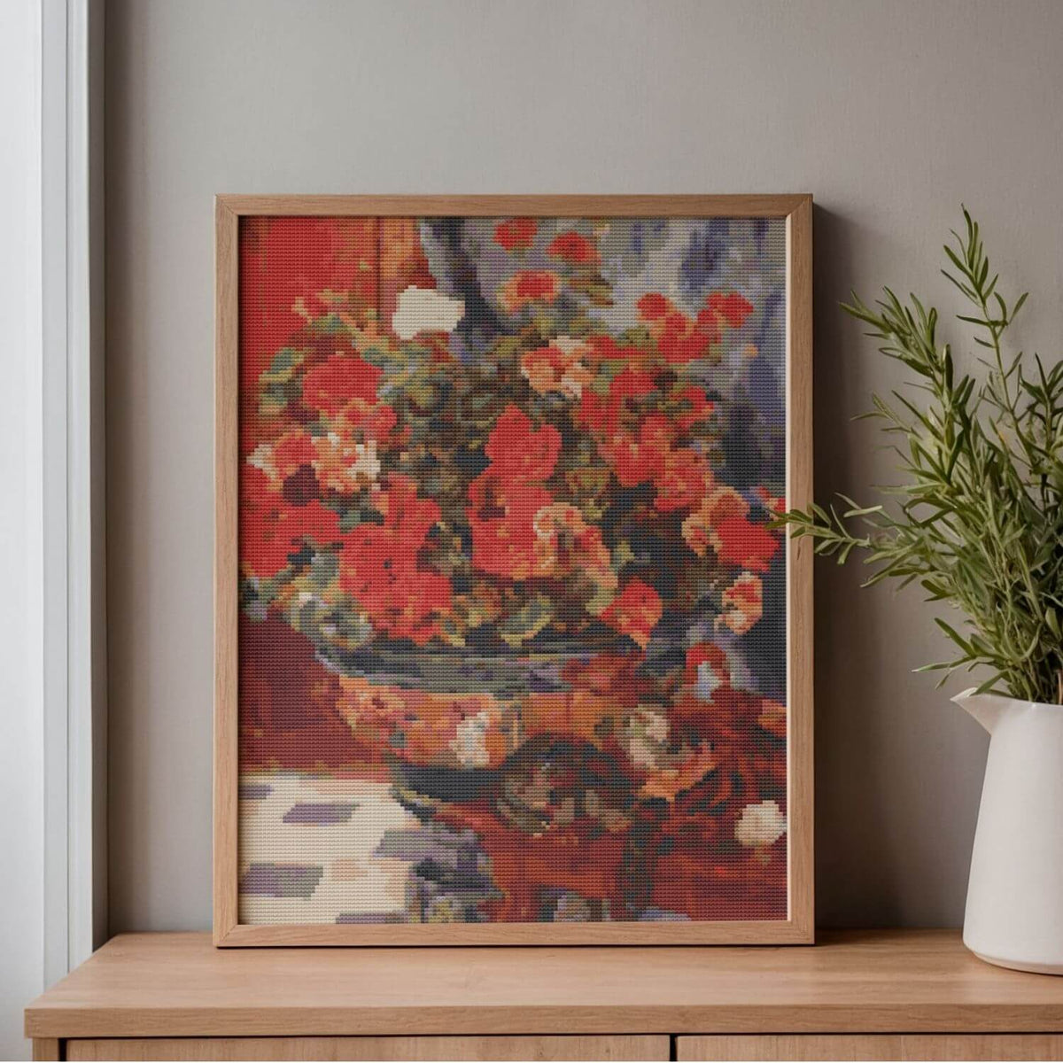 Geraniums and Cats Cross Stitch Kit