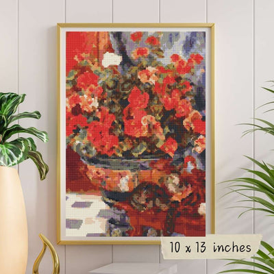 Geraniums and Cats Cross Stitch Pattern