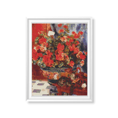 Geraniums and Cats Cross Stitch Kit | Pierre-Auguste Renoir