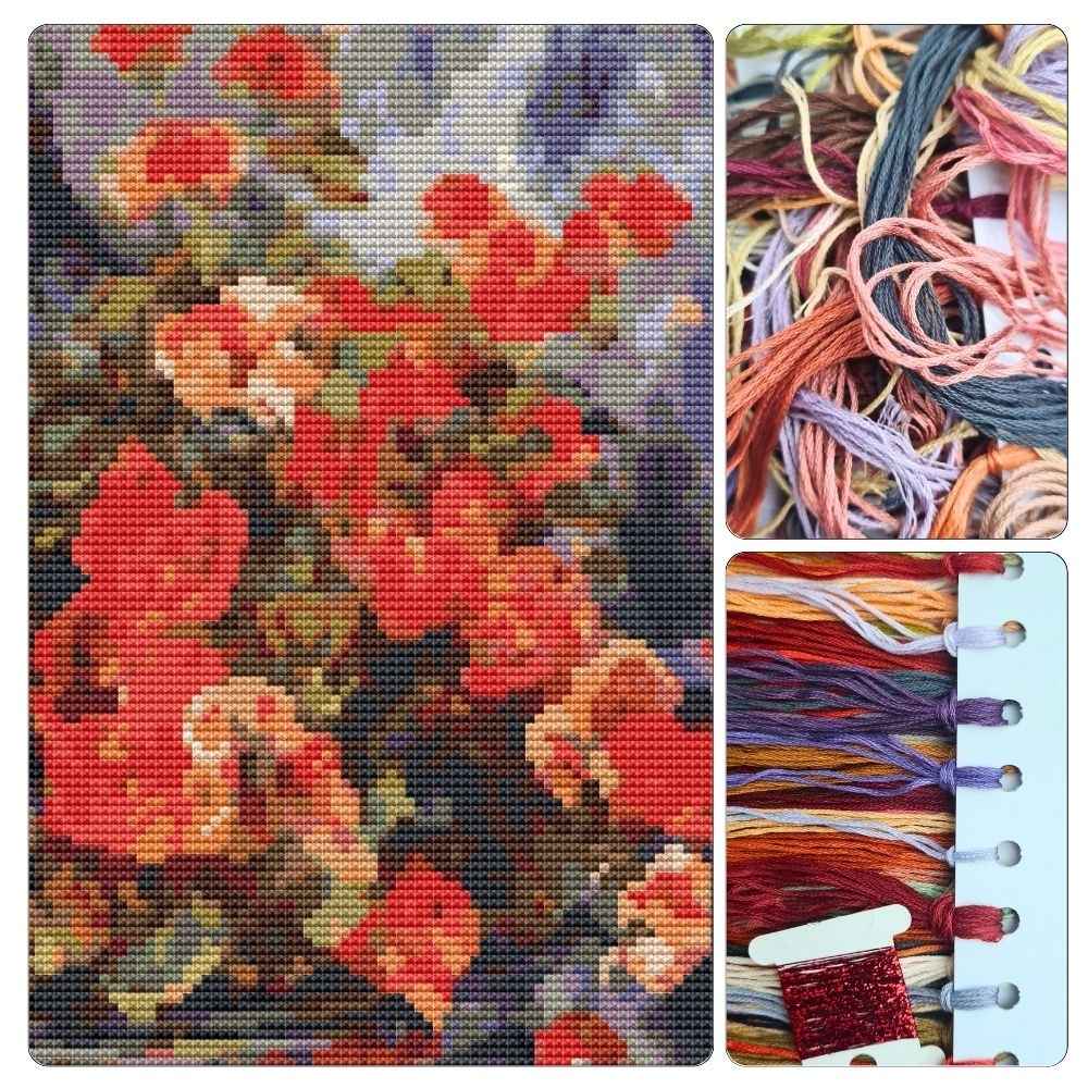 Geraniums and Cats Cross Stitch Kit