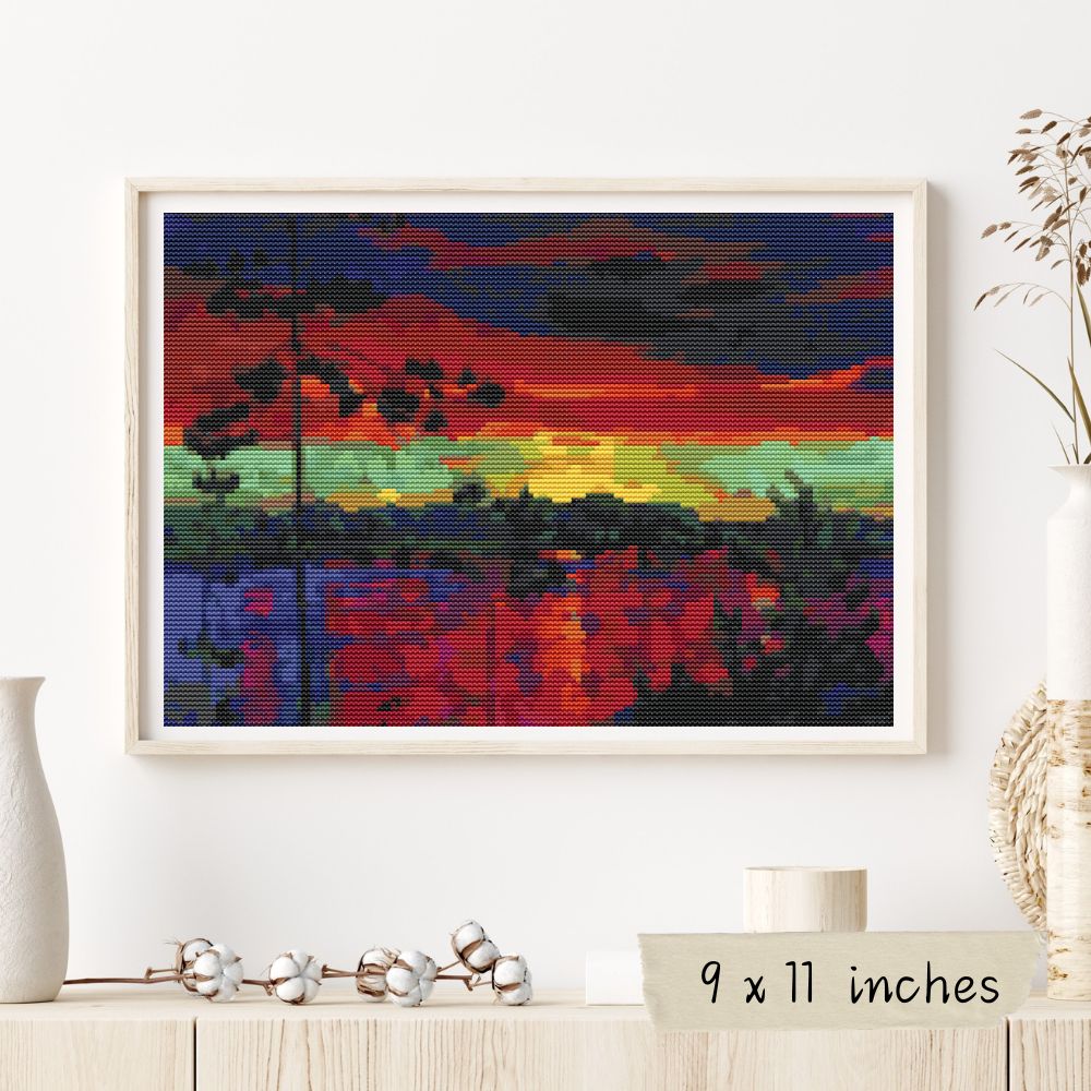 At Sunset Cross Stitch Pattern | Arkady Alexandrovich Rylov