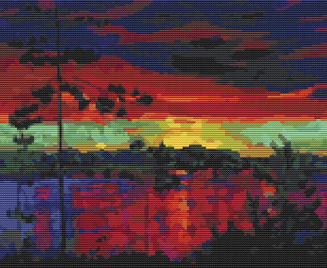 At Sunset Cross Stitch Pattern | Arkady Alexandrovich Rylov