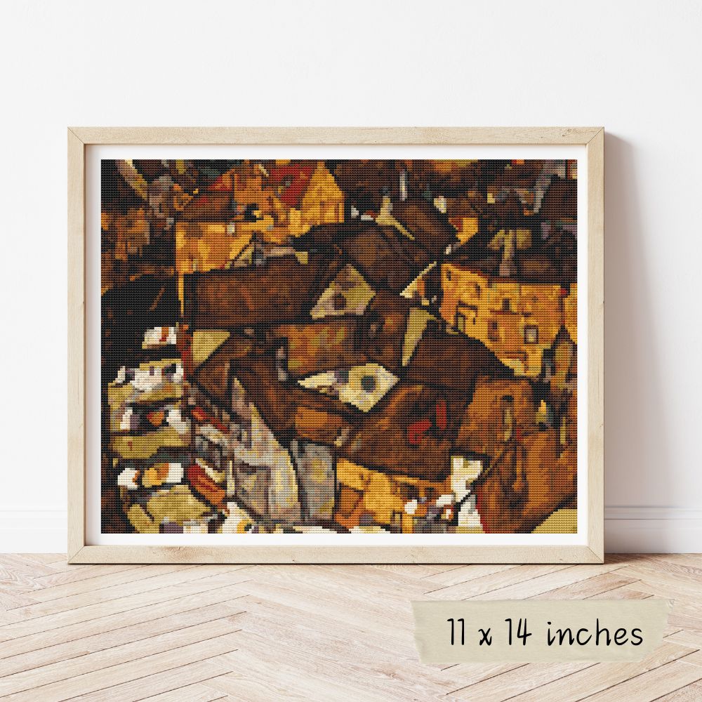 Crescent of Houses Cross Stitch Pattern | Egon Schiele