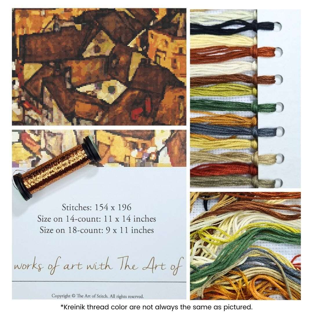 Crescent of Houses Cross Stitch Kit | Egon Schiele