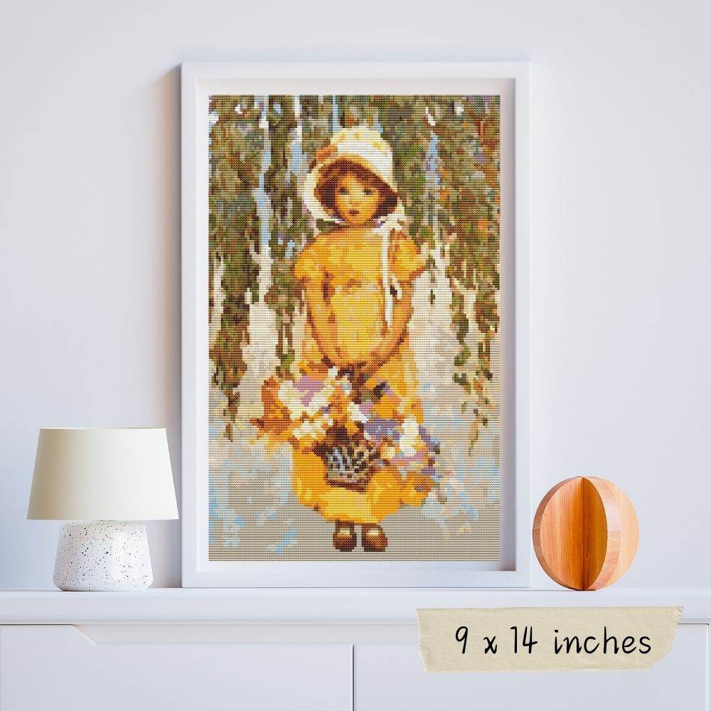 Girl with Posies Cross Stitch Kit by Jessie Willcox Smith