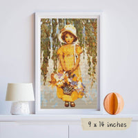 Girl with Posies Cross Stitch Pattern - Premium Cross Stitch Pattern - Jessie Willcox Smith