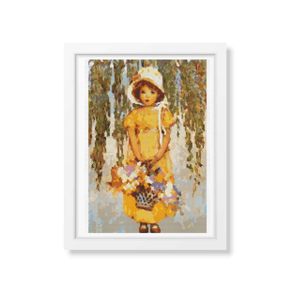 Girl with Posies Cross Stitch Kit | Jessie Willcox Smith