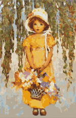 Girl with Posies Cross Stitch Kit by Jessie Willcox Smith