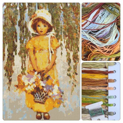Girl with Posies Cross Stitch Kit