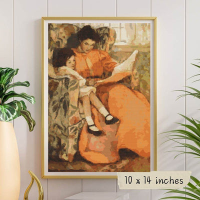 Mother and Daughter Reading Cross Stitch Kit