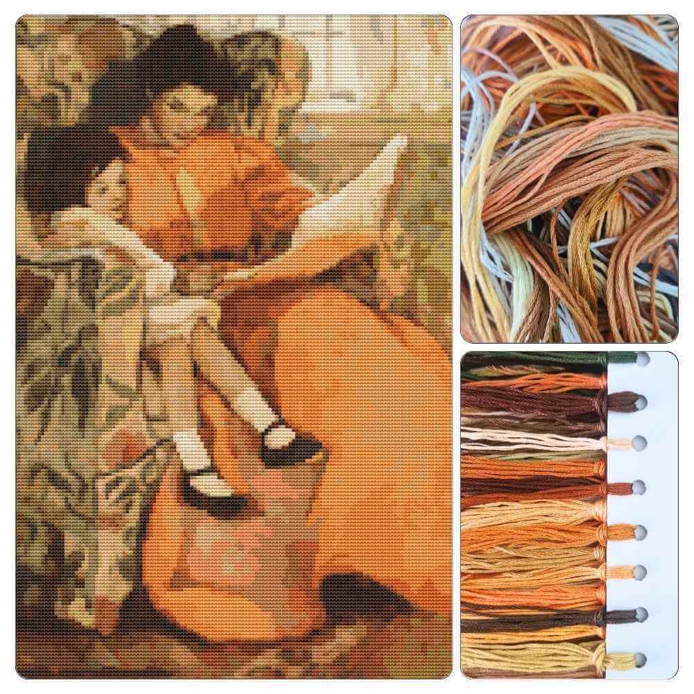 Mother and Daughter Reading Cross Stitch Kit