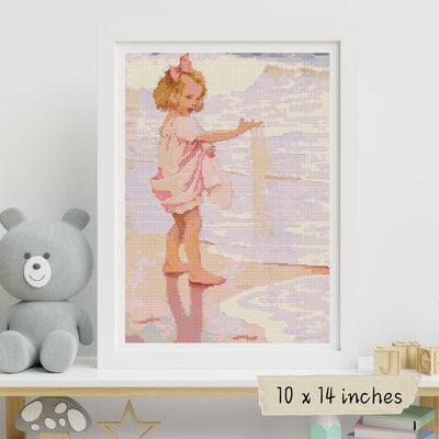 Young Girl in the Ocean Surf Cross Stitch Kit