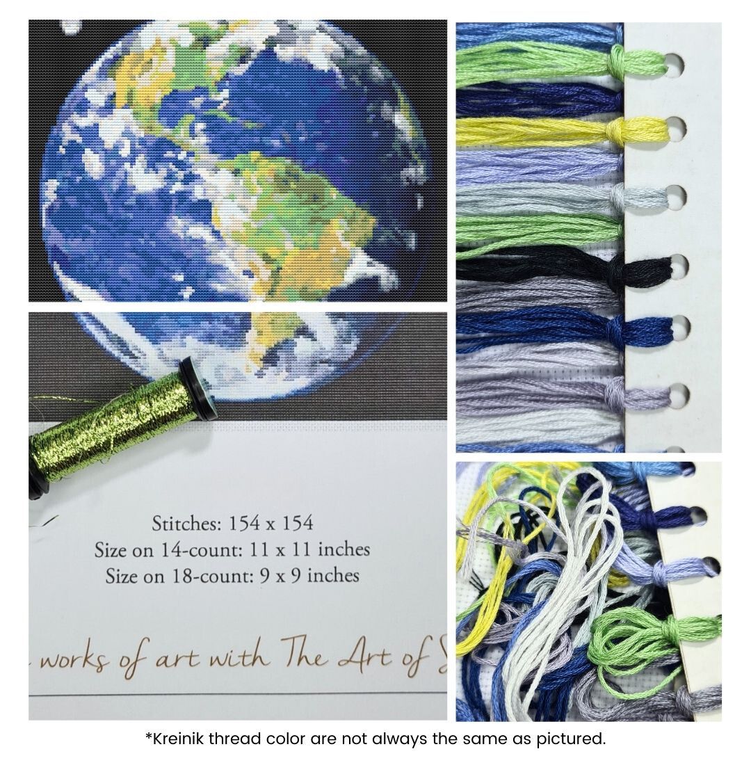 Earth Cross Stitch Kit (SPACE01) | The Art of Stitch