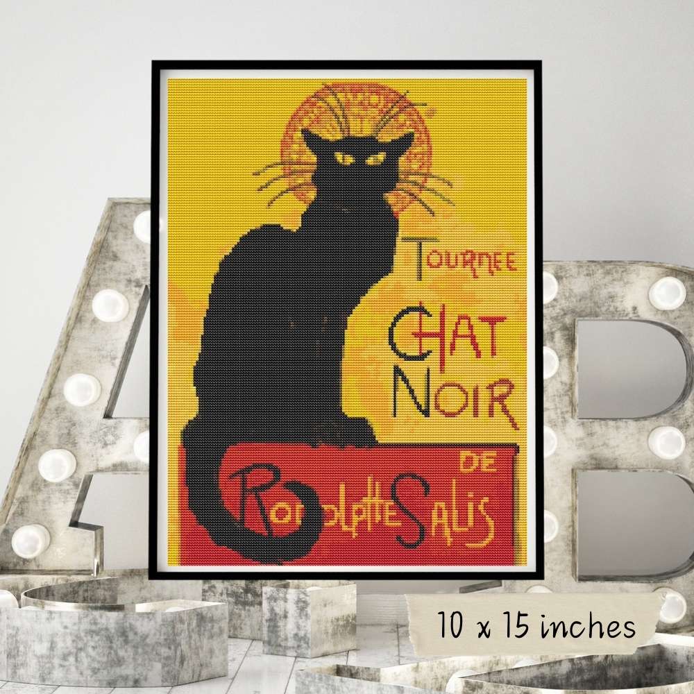 The Black Cat (Le Chat Noir) Cross Stitch Pattern