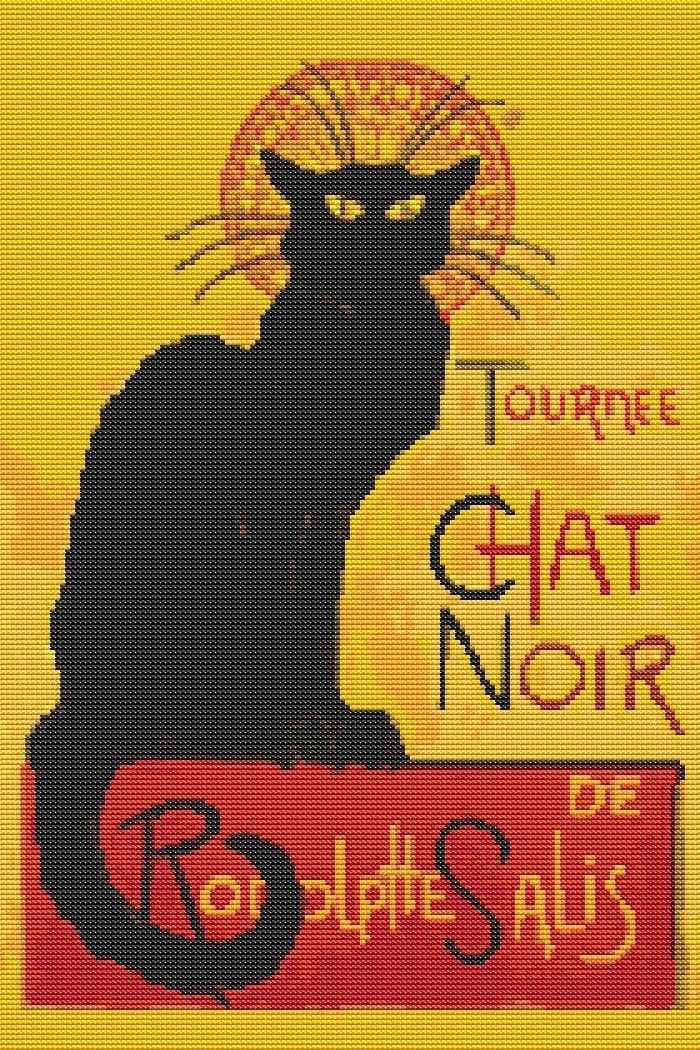 The Black Cat (Le Chat Noir) Cross Stitch Pattern