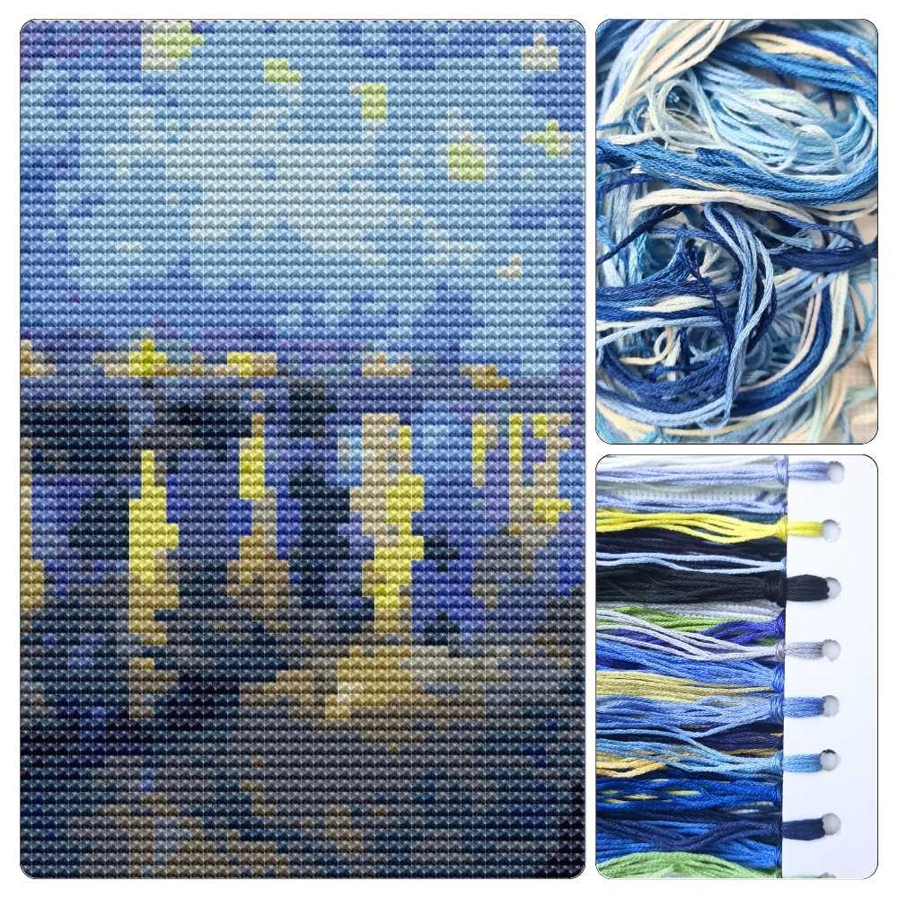 Starry Night over the Rhone Mini Cross Stitch Kit