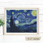 The Starry Night Mini Cross Stitch Pattern by Vincent Van Gogh