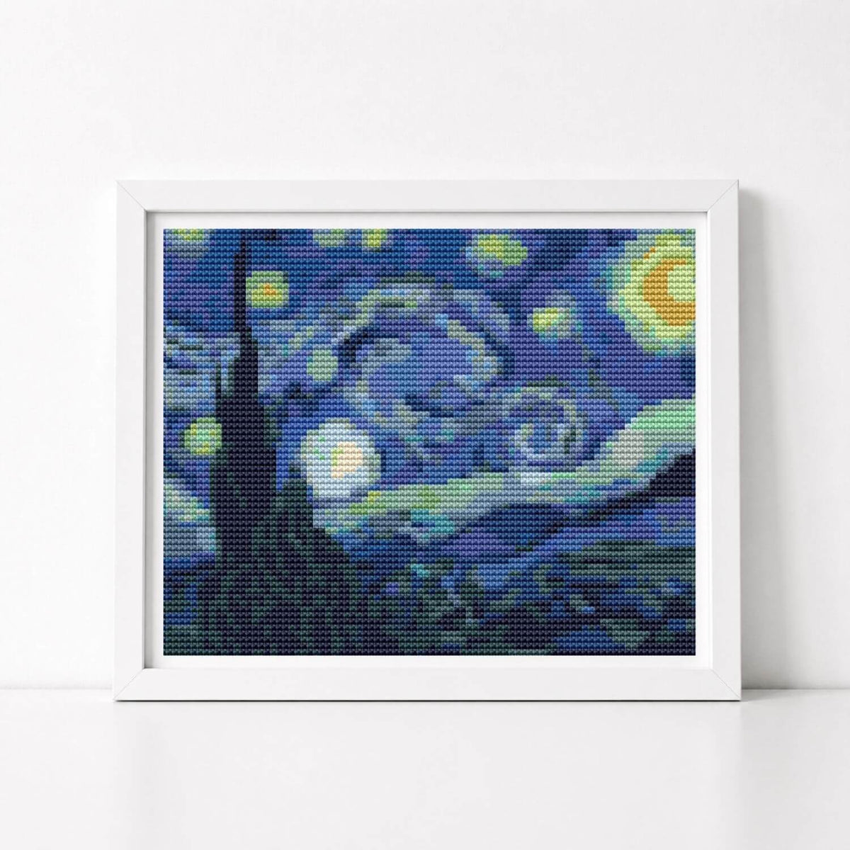 The Starry Night Mini Cross Stitch Kit - Mini Cross Stitch Kit - Vincent Van Gogh
