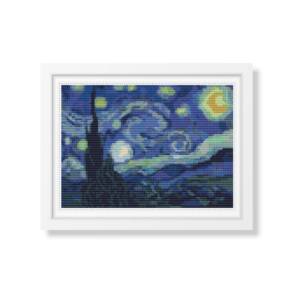 The Starry Night Mini Counted Cross Stitch Pattern | Vincent Van Gogh