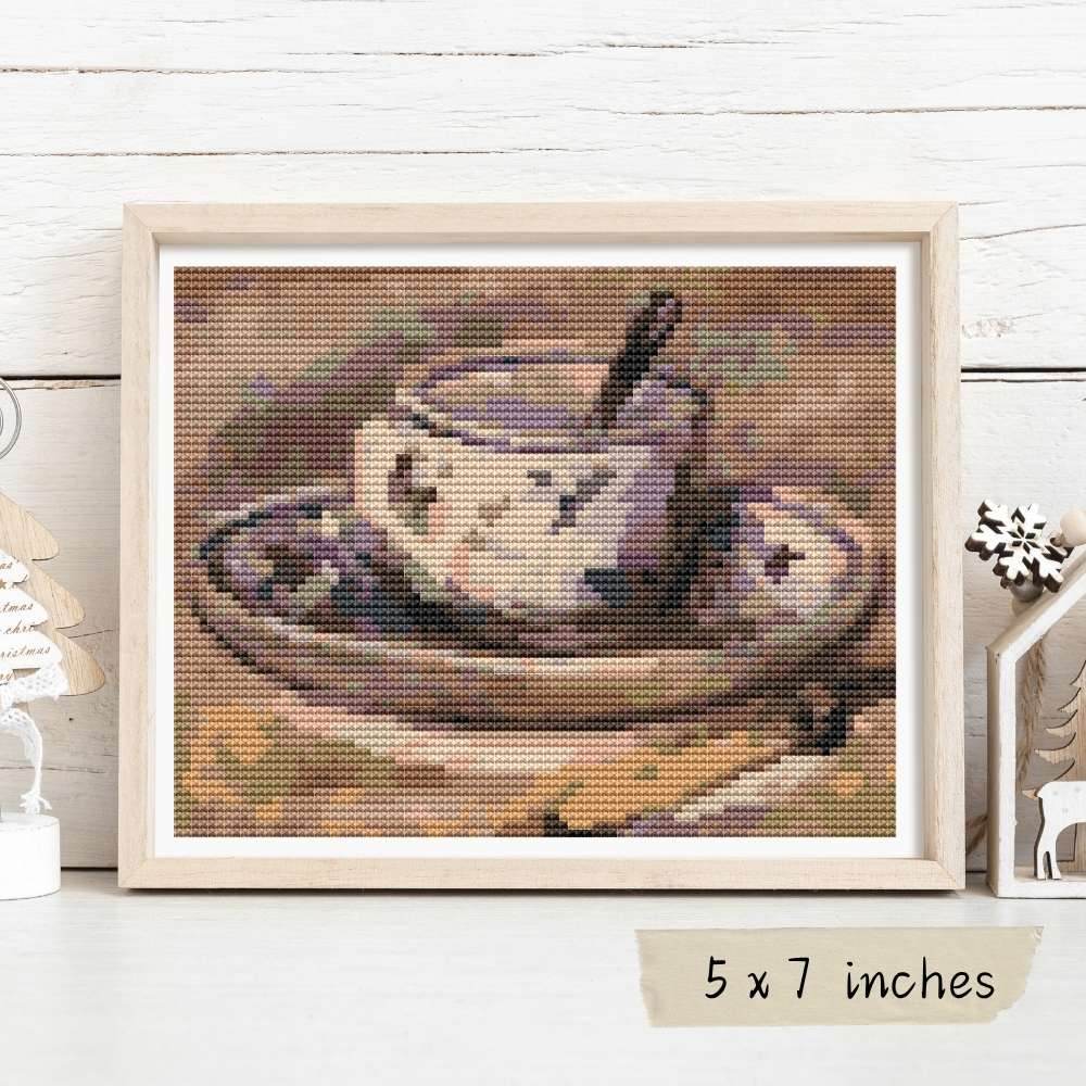 Still Life of Coffee Mini Cross Stitch Pattern by Pierre - Auguste Renoir