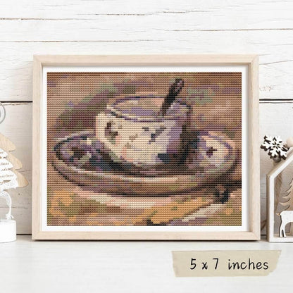 Still Life of Coffee Mini Cross Stitch Pattern by Pierre - Auguste Renoir