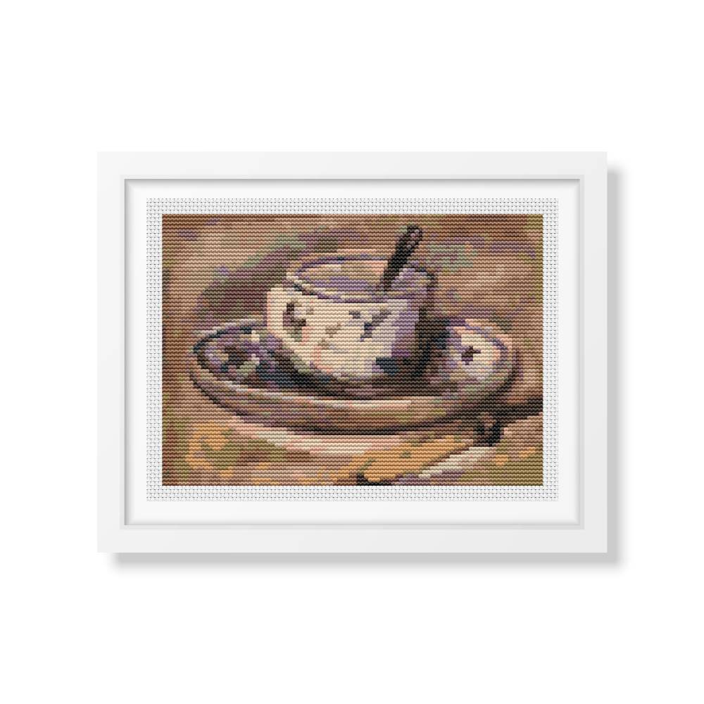 Still Life of Coffee Mini Counted Cross Stitch Kit | Pierre-Auguste Renoir