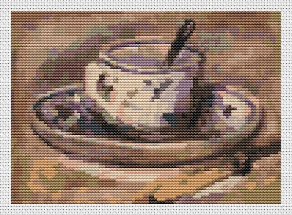 Still Life of Coffee Mini Counted Cross Stitch Kit | Pierre-Auguste Renoir