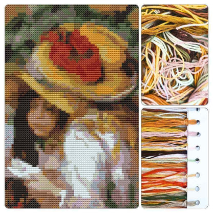 Two Young Girls Reading Mini Cross Stitch Kit