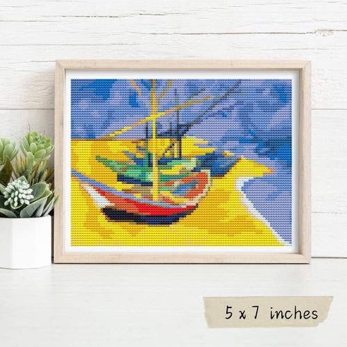 Boats on a Beach Mini Cross Stitch Kit