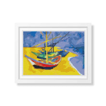 Boats on a Beach Mini Counted Cross Stitch Pattern | Vincent Van Gogh