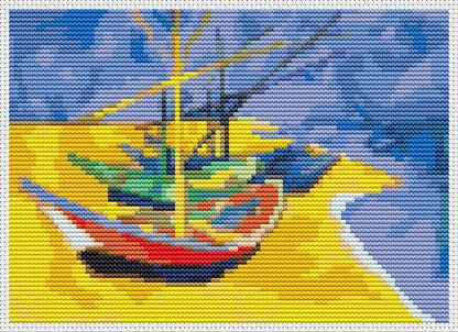 Boats on a Beach Mini Counted Cross Stitch Kit | Vincent Van Gogh